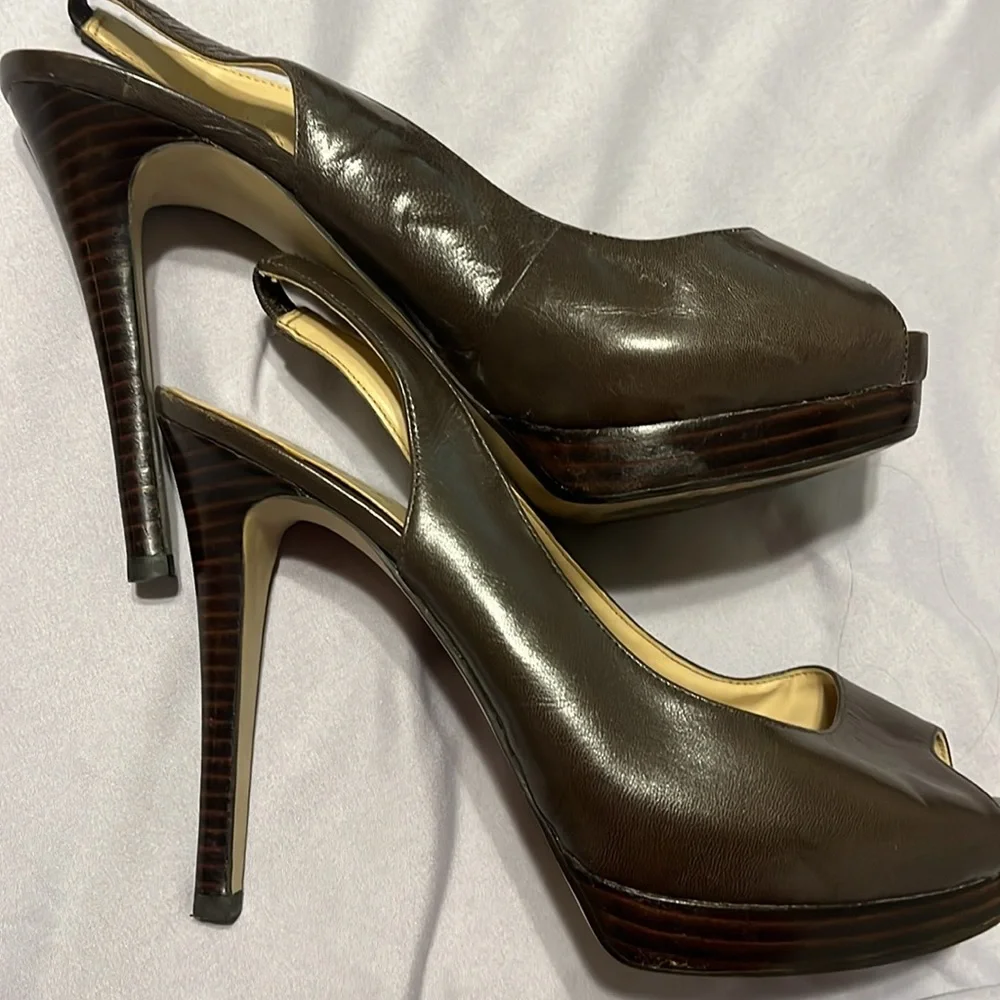 Brown Guess Peep Toe Platforms